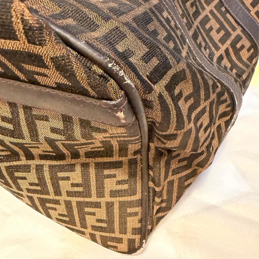 Fendi Brown FF Logo Canvas Duffel Bag - Picture 8 of 16